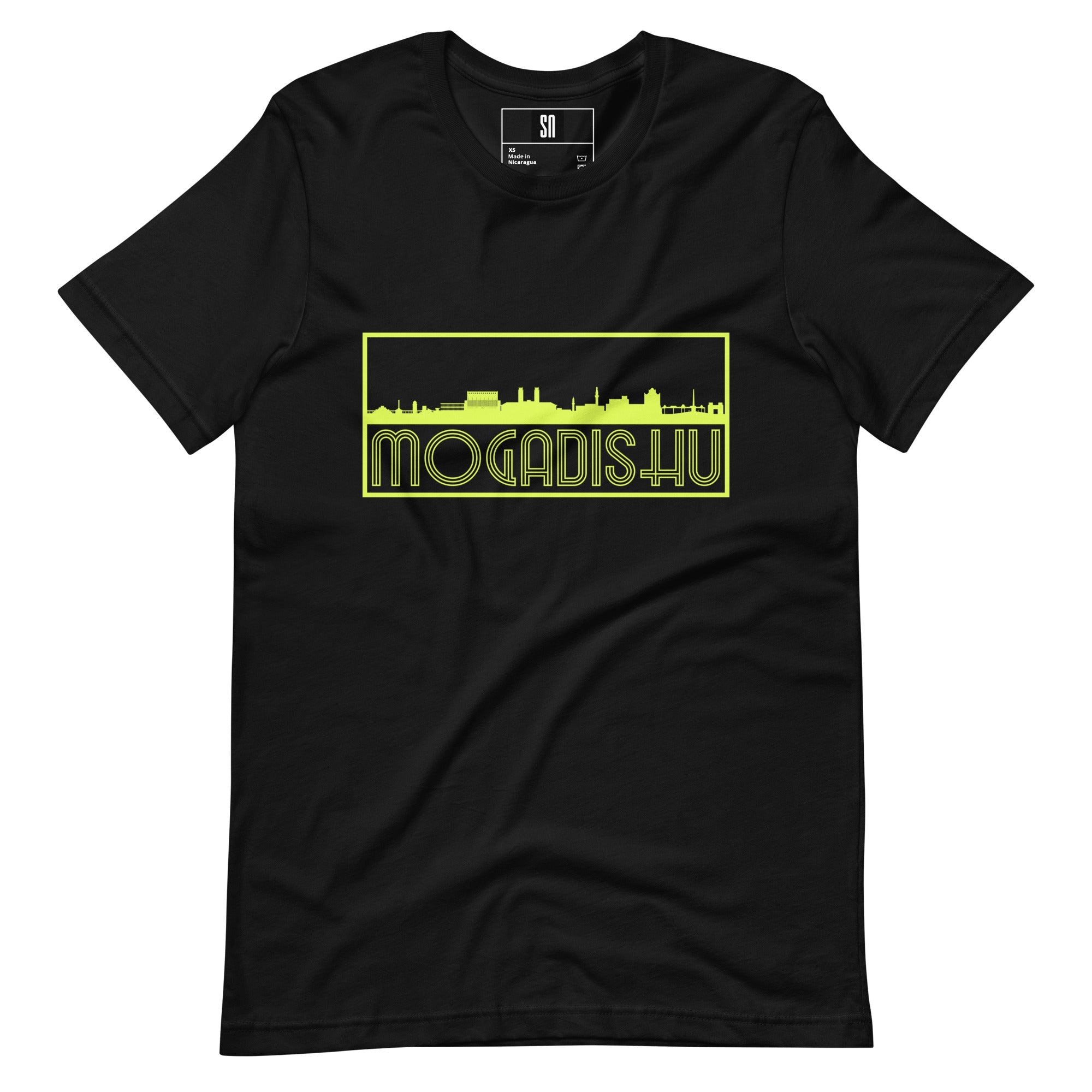 Mogadishu in Silhouette — Yellow on Black tee