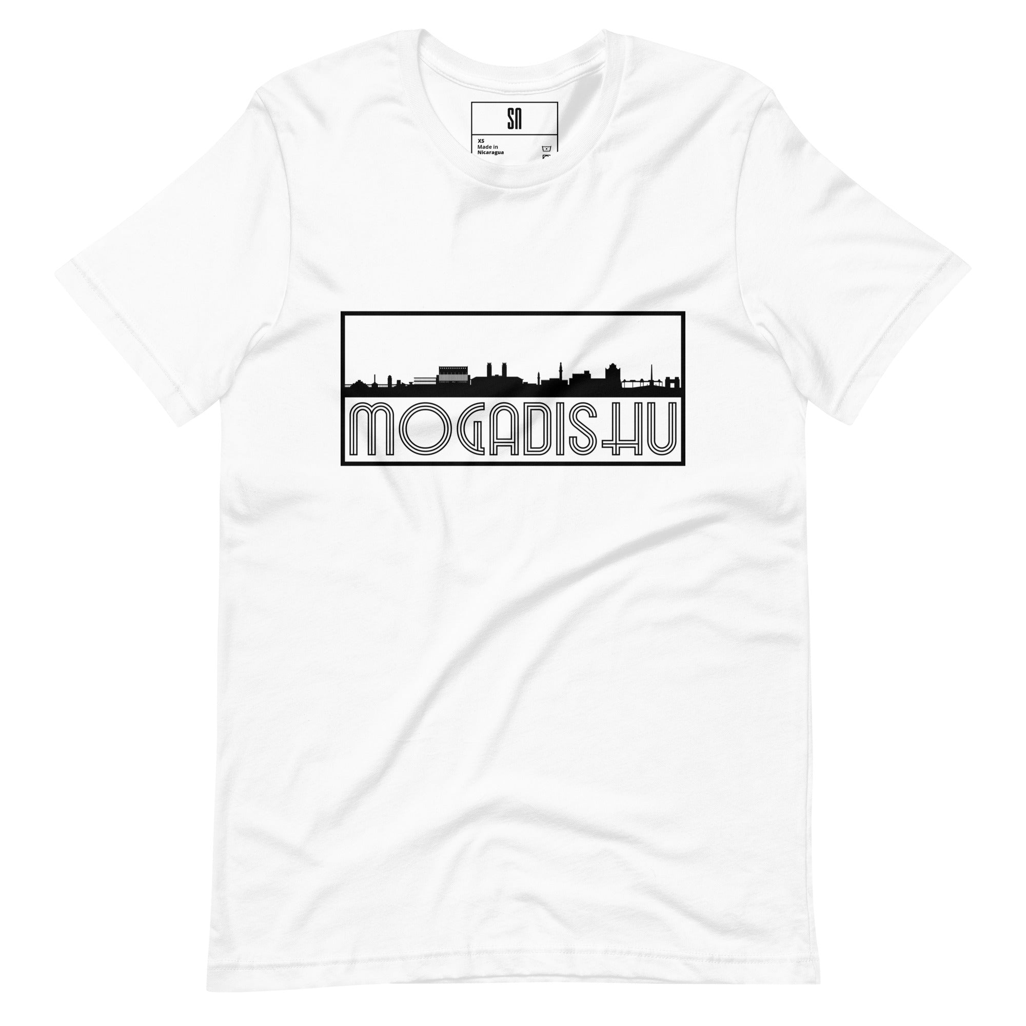 Mogadishu in Silhouette — Black on White tee